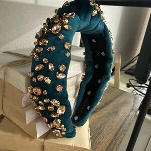 Lele Sadoughi Teal and Gold Embellished Headband